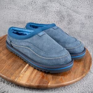 UGG TASMAN CALI WAVE BLUE SUEDE MEN'S SIZE 8 US SHEEPSKIN COMFORT SLIPPERS NEW